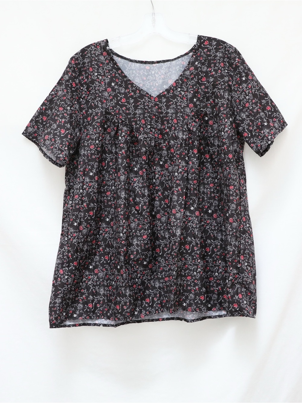 Floral print black blouse M L